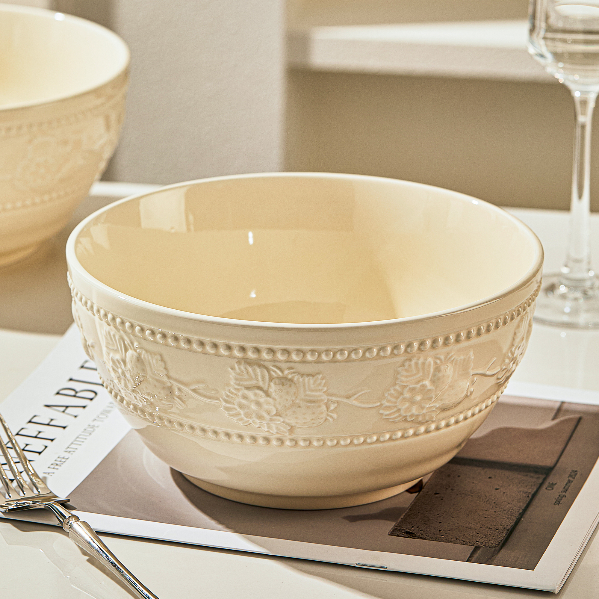 漂亮陶瓷汤碗釉下彩汤面碗