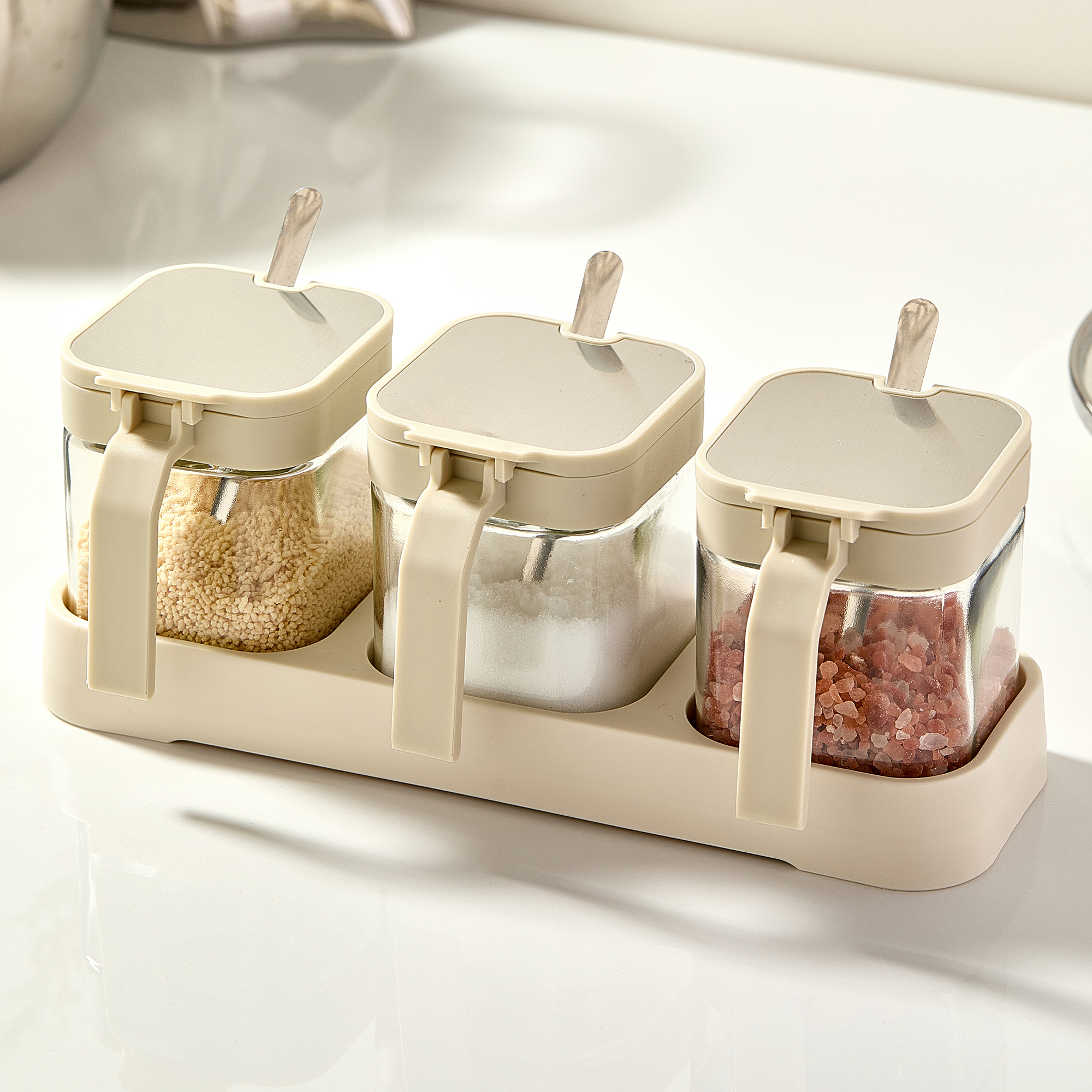 玻璃调味罐轻奢高颜值装盐的调料盒厨房佐料收纳盒调料瓶组合套装