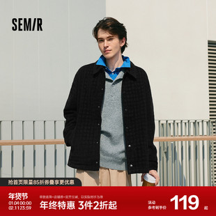 森马夹克男格纹绒感雪尼尔牛仔外套冬季棉服宽松教练服复古时尚潮