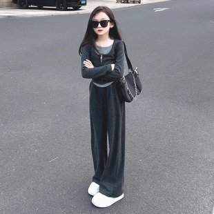 女童秋季新款洋气时髦两件套2025女孩初秋童装休闲针织套装中大童