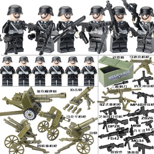 军事二战德军小人美军八路军士兵人仔男孩子打仗对战积木玩具
