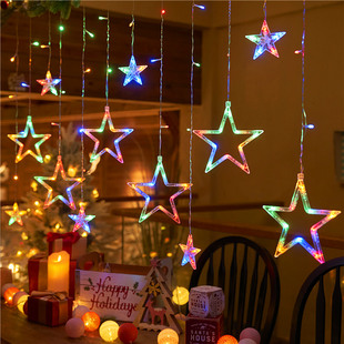 太阳能星星灯星月灯户外露营小彩灯生日场景布置装 饰氛围灯窗帘灯