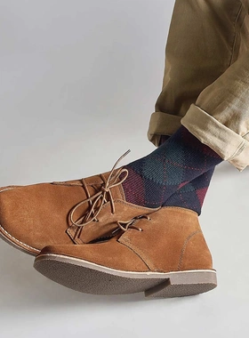 Pantherella英国羊毛袜透气中筒袜复古菱格纹厚款西装袜男B59100