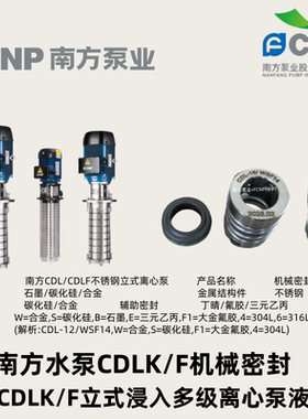 南方泵业CDLK机械密封CDLKF1/2/3/4/8/15/20浸入式车床泵液下泵