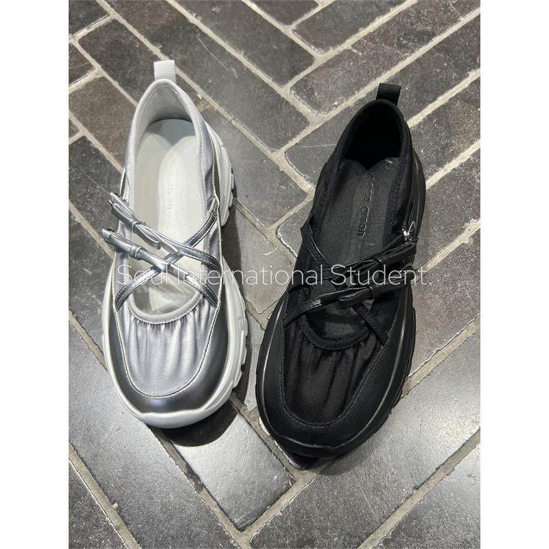 法式蝴蝶结松糕厚底银色玛丽珍鞋女韩国秋新款休闲运动芭蕾舞鞋,女鞋,时尚芭蕾鞋,淘宝优惠券,粉丝福利购,淘宝优惠卷