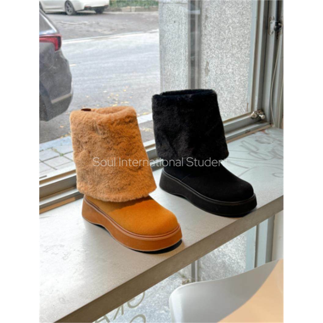 韩国厚底两穿雪地靴女尔留学生冬季保暖加厚简约中筒棉靴棉鞋,女鞋,时尚雪地靴,淘宝优惠券,粉丝福利购,淘宝优惠卷