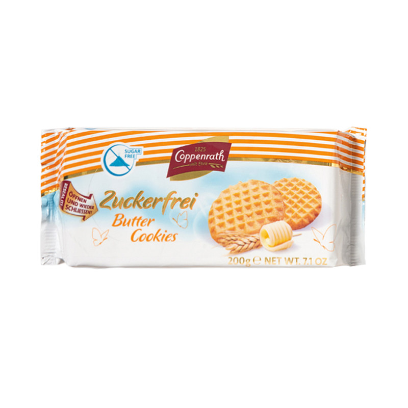 歌本瑞德国进口无糖黄油榛子香草曲奇饼干200g早餐下午茶点心零食