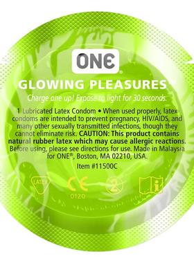 美国进口ONE GLOWING绿色荧光夜光安全套避孕套单片/3片装FDA认证