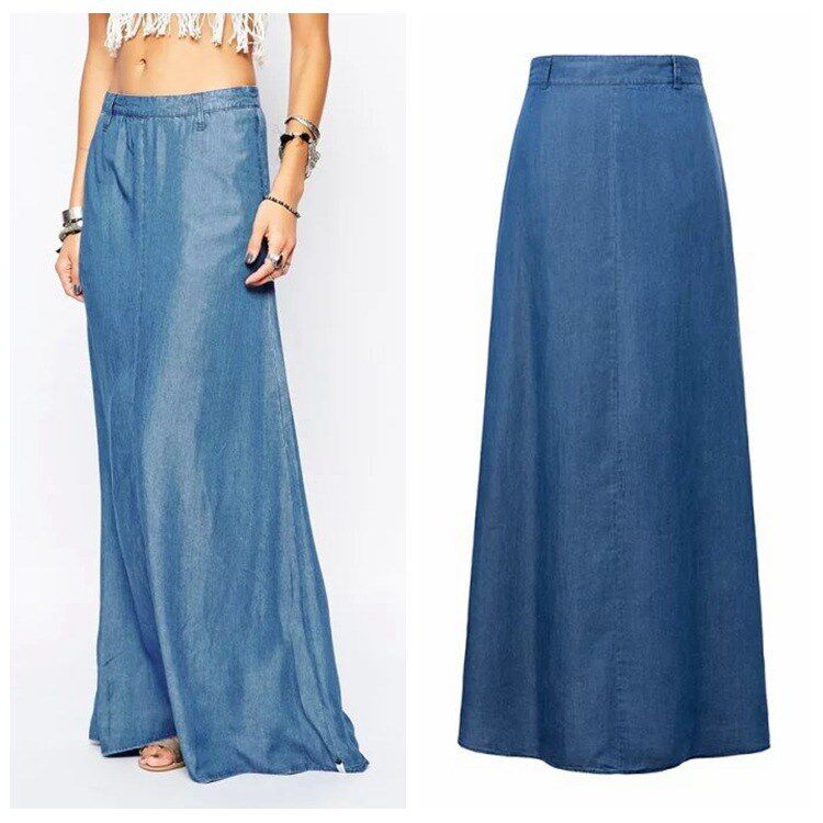 2018春季新款 天丝牛仔波西米亚拖地裙半身裙长裙 X251|ruв категории Женская одежда, юбка - от Buy2taobao.com для оказания профессиональной услуги покупки агента Taobao