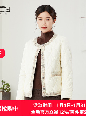 依伽依佳2023秋新款文艺简约立领优雅纯色短款棉衣外套女ESDM012