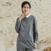 假两件休闲时尚 依伽依佳2024秋季 新款 T恤百搭卫衣上衣女ENQT009