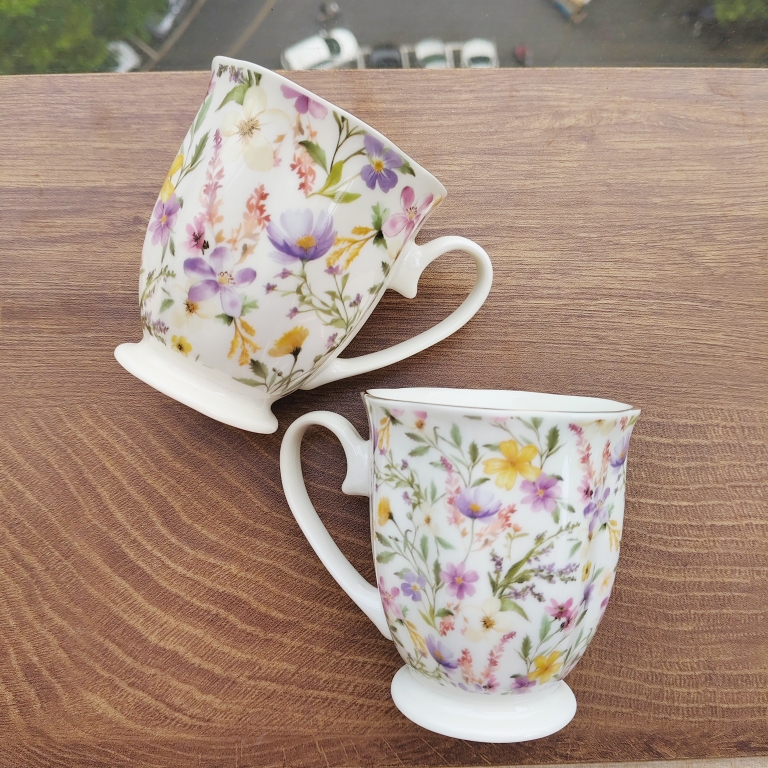 高温陶瓷杯子小清碎花田园风咖啡杯300ml小杯子