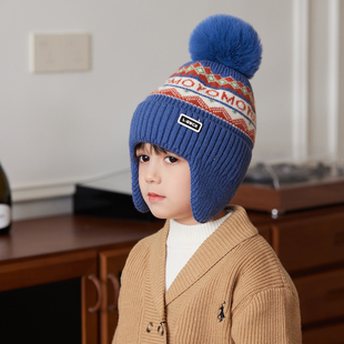 儿童冬季 帽子护耳帽男女童加绒加厚针织帽防风防寒雷锋帽保暖冬帽