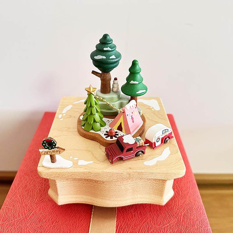 台湾jeancard音乐盒八音盒城堡圣诞儿童节礼物送小孩子实木质创意