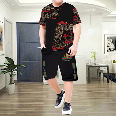 新款冰丝凉感短袖套装透气青年