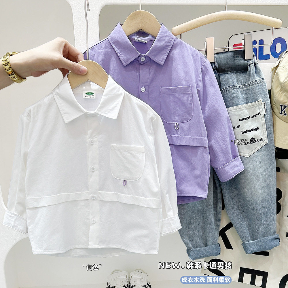 春秋新款工装衬衫男童长袖韩版宽松口袋衬衣休闲纯色外套潮,运动服/休闲服装,运动茄克/外套,淘宝优惠券,粉丝福利购,淘宝优惠卷