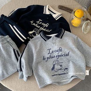 儿童套装2025冬季新款男女童卡通加绒运动两件套湖州织里童装