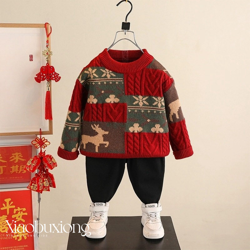 现货拜年服男童毛衣冬季喜庆新年儿童圣诞衣服宝宝红色针织衫过年,童装/婴儿装/亲子装,毛衣/针织衫,淘宝优惠券,粉丝福利购,淘宝优惠卷