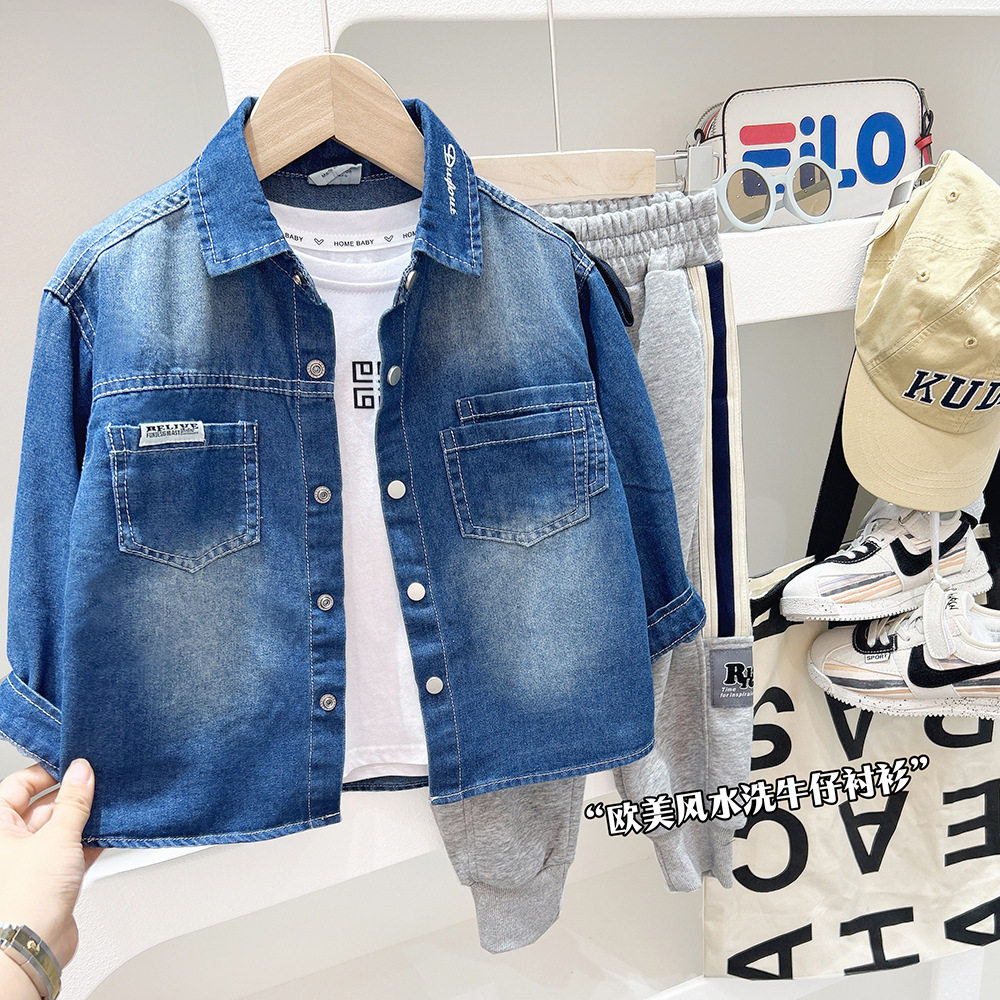 男童软牛仔衬衫秋装薄外套新款春秋款衬衣儿童长袖上衣中大童,童装/婴儿装/亲子装,衬衫,淘宝优惠券,粉丝福利购,淘宝优惠卷