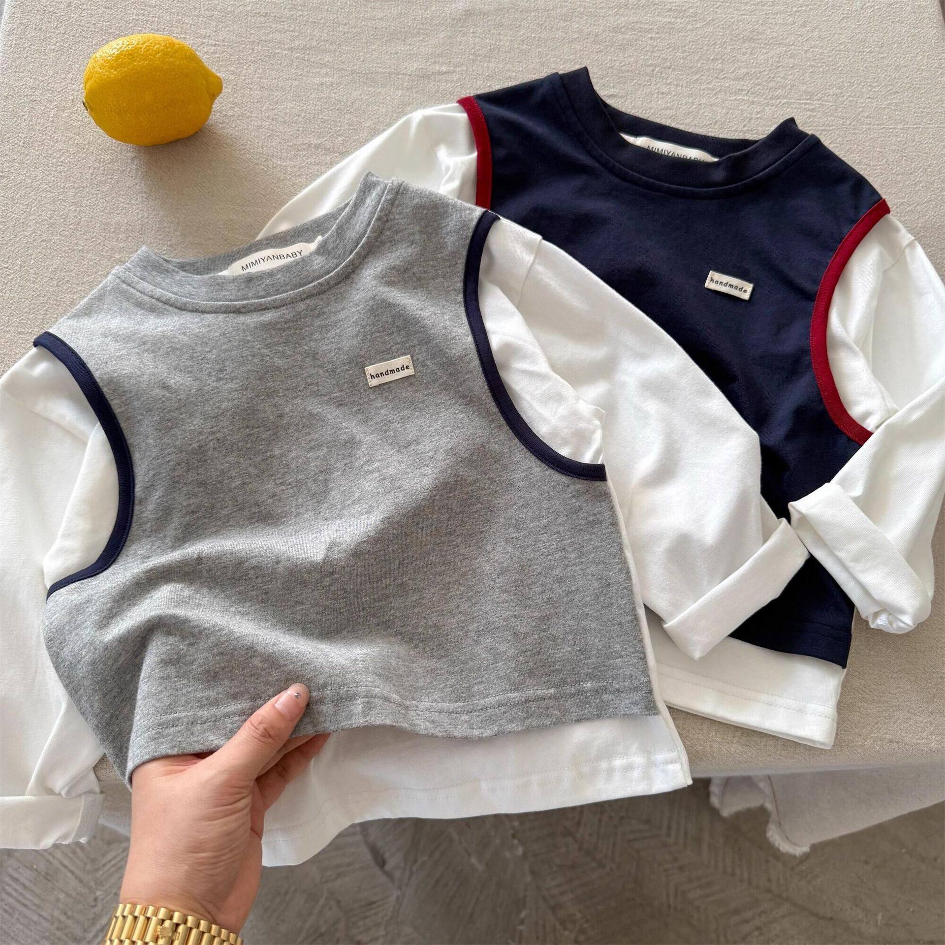 儿童长袖T恤2025春秋童装男童假两件打底衫宝宝小童全棉T大童上衣,童装/婴儿装/亲子装,T恤,淘宝优惠券,粉丝福利购,淘宝优惠卷