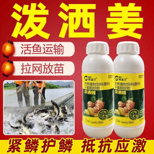 泼洒姜水产养殖鱼用鱼药保苗拉网运输护鳞紧鳞诱食抗应激不伤藻类
