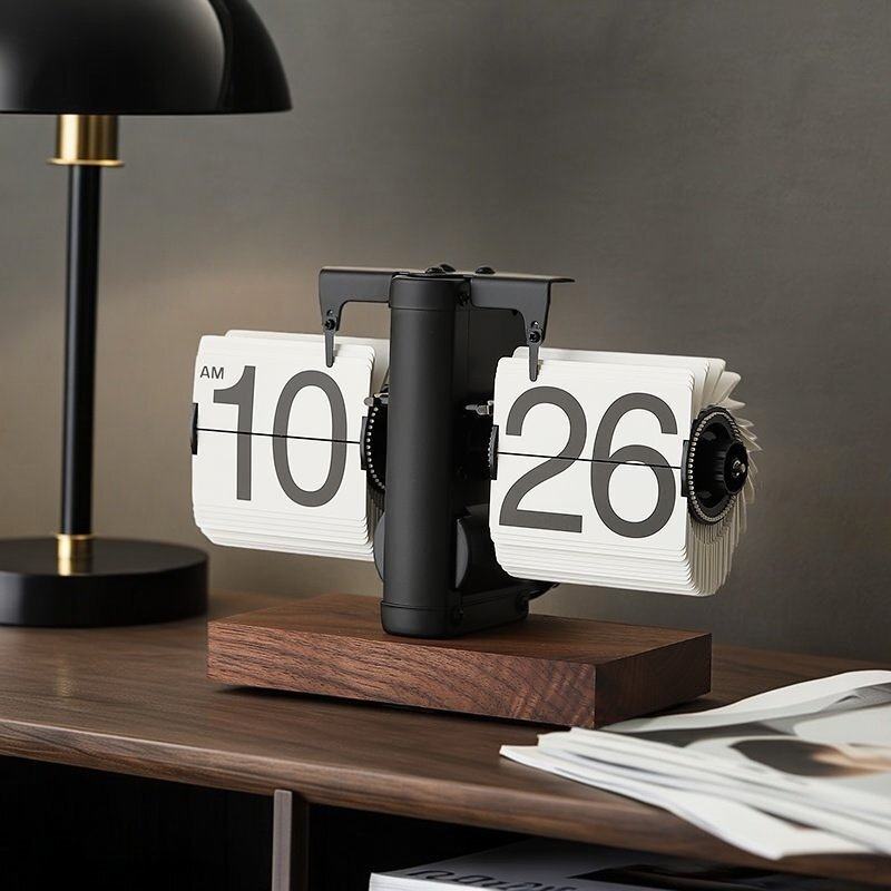 创意自动翻页机械时钟客厅电视柜摆件桌面轻奢家居高级感软装饰品,家居饰品,座钟,淘宝优惠券,粉丝福利购,淘宝优惠卷