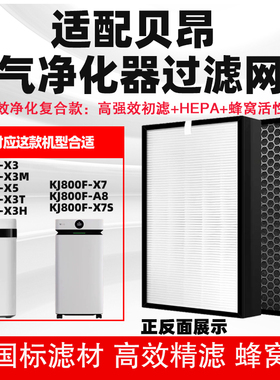适配贝昂空气净化器滤网KJ800F-X7/A8/X7S高效复合除甲醛雾霾滤芯