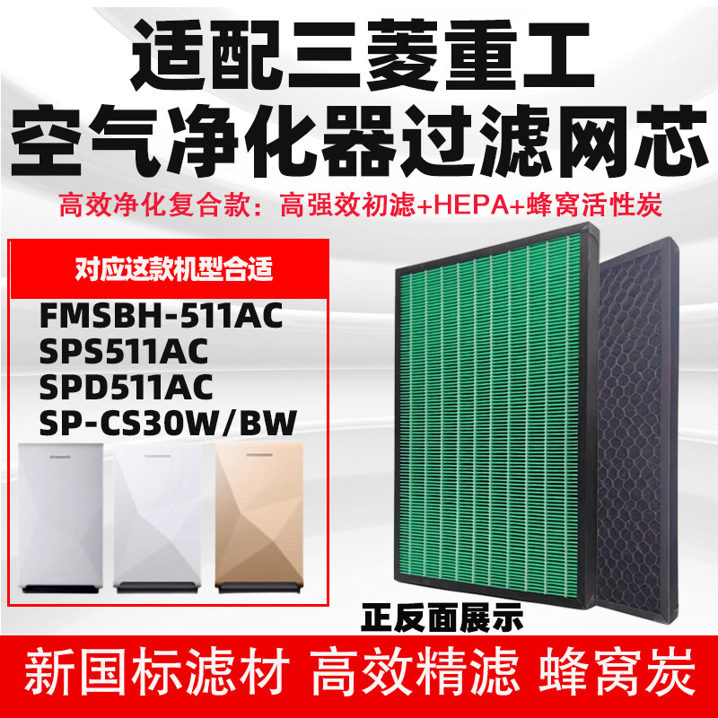 适配三菱重工新风机FMSBH/SPD/SP-511AC净化滤芯除醛霾味烟过滤网