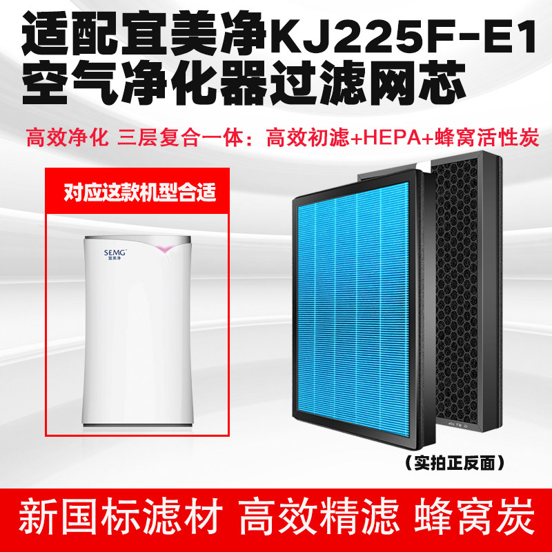 空气净化器滤芯合适通用宜美净KJ225F-E1/EMG-KJ420F-E4复合滤网