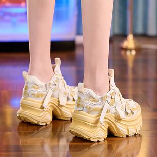 老爹鞋ins超火擦色脏脏休闲厚底松糕运动鞋小个子内增高10cm女鞋