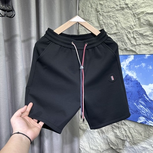 欧洲站夏季新品纯色立体设计感轻奢高级感五分裤修身空气层短裤男