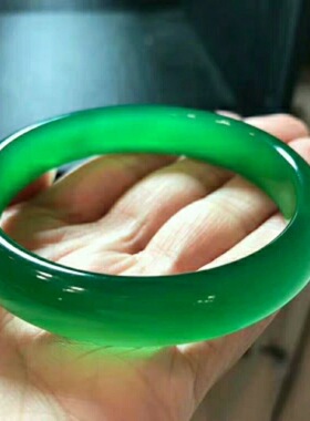 天然正品A货冰种帝王绿玛瑙手镯女款玉髓玉手镯玉镯子镯子女款
