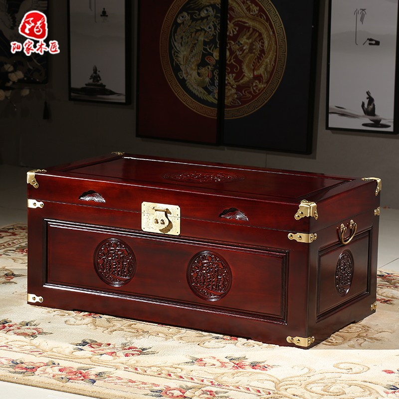 香樟木箱子结储物陪嫁箱复古实木婚嫁箱收纳箱字书画收藏柜字新款