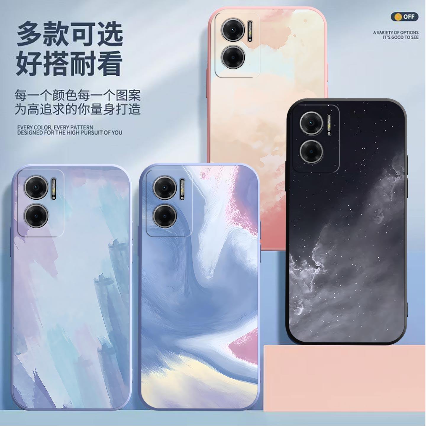 适用于红米Note11E Note11R手机壳Redmi小米note11ePro镜头全包磨砂水彩画超薄高级防摔软壳高颜值保护套新款