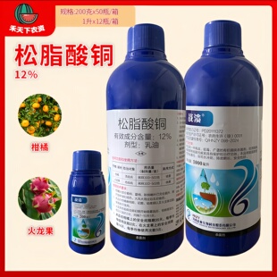 海南正业战溃12%松脂酸铜柑橘火龙果溃疡病疮痂病乳油杀菌剂农药