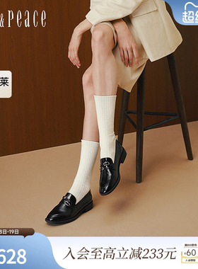 真美诗2025年秋季新款经典原创异形针饰扣牛皮乐福鞋女YZK10CA5