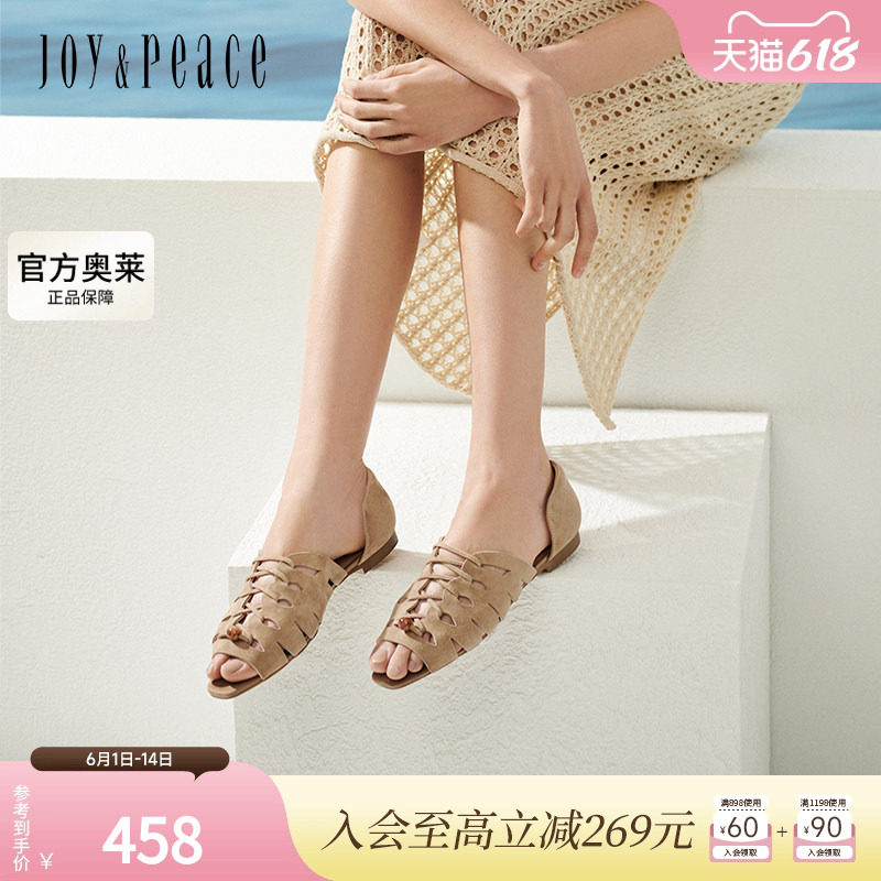 真美诗2025夏季新款软糯羊皮中空设计奥塞罗马凉鞋女L2166BY5