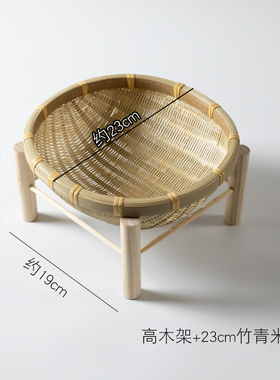 竹编竹制品家用簸箕水果木架竹篮子馍筐收纳筺手工篾竹编制竹箩i.