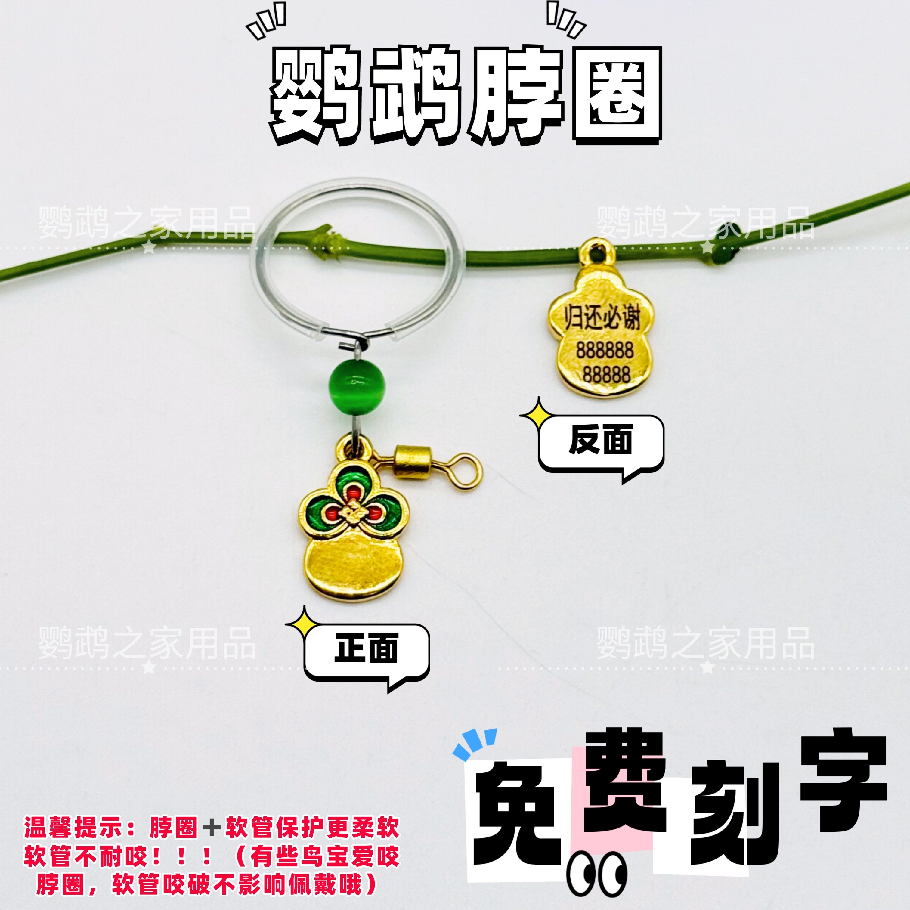 鹦鹉脖套链子鸟脖圈玄凤虎皮牡丹和尚金太阳小太阳脚环脚链刻字牌
