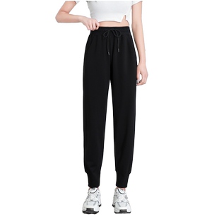 大码冰丝运动裤女夏季薄款胖MM裤子显瘦凉凉九分裤束脚宽松速干裤