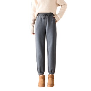 大码加绒裤子女妈妈保暖裤子加厚中老年羊羔绒胖MM宽松高腰灯笼裤