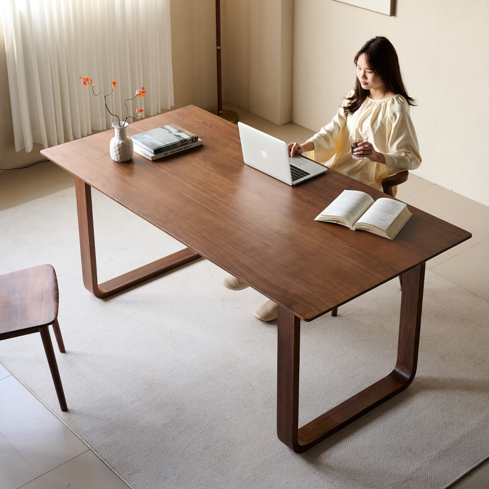 北美黑胡桃木餐桌实木长方形复古风吃饭桌子家用原木榫卯茶桌书桌,住宅家具,实木餐桌,淘宝优惠券,粉丝福利购,淘宝优惠卷