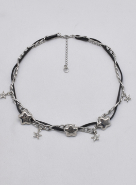 皮质女式星星编织项链