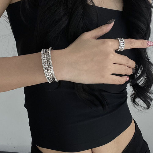 轻奢金属亮片开口手镯手环女