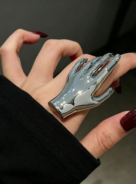 欧美辣妹风几何立体手掌戒指女款