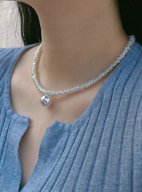 金属串圈女金属球项链