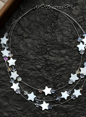 小众星星贝壳choker叠戴多层项链