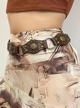 千禧辣妹金属铆钉拼接腰带腰链女