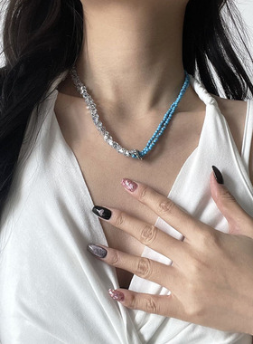 高级感锆石钻松石打结锁骨链颈链