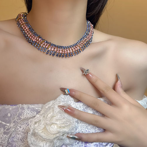 满钻镶钻项链女欧美风时尚锁骨链